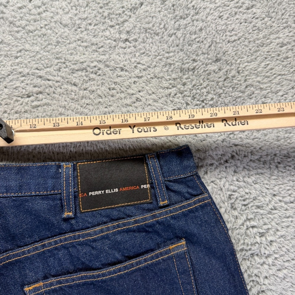 Vintage Perry Ellis Jeans Men's 38x30 Blue Cotton Denim Straight Baggy Workwear - Picture 7 of 10